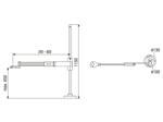 Technical drawing with dimensions of LQ25 - Linear-Quick Balance Arm for Electric and Pneumatic Screwdrivers