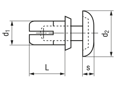 Technical drawing with dimensions of SPREIKO - Expansion rivets