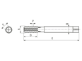 带尺寸的技术图：AE - 手用丝攻 用于 FILTEC®+ / LOCKFIL®+ / KATO® 钢丝螺套