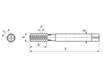 带尺寸的技术图：AE - 手用丝攻 用于 FILTEC®+ / LOCKFIL®+ / KATO® 钢丝螺套