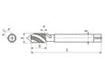 Technical drawing with dimensions of GH - Machine taps for blind hole thread for FILTEC®+ / LOCKFIL®+ / KATO® wire threaded inserts