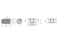 Technical drawing with dimensions of FILTEC®+ 127 - Wire threaded inserts with tang with free running thread