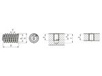 Technical drawing with dimensions of FILTEC®+ 127 - Wire threaded inserts with tang with free running thread
