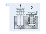 Assembly illustration for IN-STOP® C MV2 - Press-in threaded inserts with expansion anchoring without head, with gear rim and anchoring profile, for thermoplastics