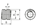 Technical drawing with dimensions of KATO® 2TL - Wire threaded inserts tangfree with self-locking polygonal coils