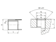 Technical drawing with dimensions of KEENSERTS® KNCM - Threaded inserts with locking kees miniature, with free running thread
