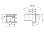 Technical drawing with dimensions of KEENSERTS® KNHML - Threaded inserts with locking kees heavy duty, with self-locking thread