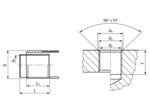 Technical drawing with dimensions of KEENSERTS® KNCML - Threaded inserts with locking kees miniature, with self-locking thread