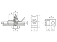 带尺寸的技术图：ARaymond® BM - 快速夹紧螺母 C型夹 弹簧钢