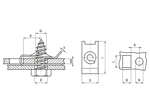 带尺寸的技术图：ARaymond® BM - 快速夹紧螺母 C型夹 弹簧钢
