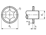 带尺寸的技术图：Starlock® S - 卡簧 用于米制圆形无盖轴杆