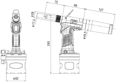 Technical drawing with dimensions of POP® ProSet® XT1 - Hydropneumatic blind rivet tool with mandrel collection system