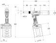 Technical drawing with dimensions of POP® ProSet® XT4 - Hydropneumatic blind rivet tool with mandrel collection system
