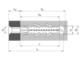 带尺寸的技术图：TOX Barracuda - 膨胀螺栓