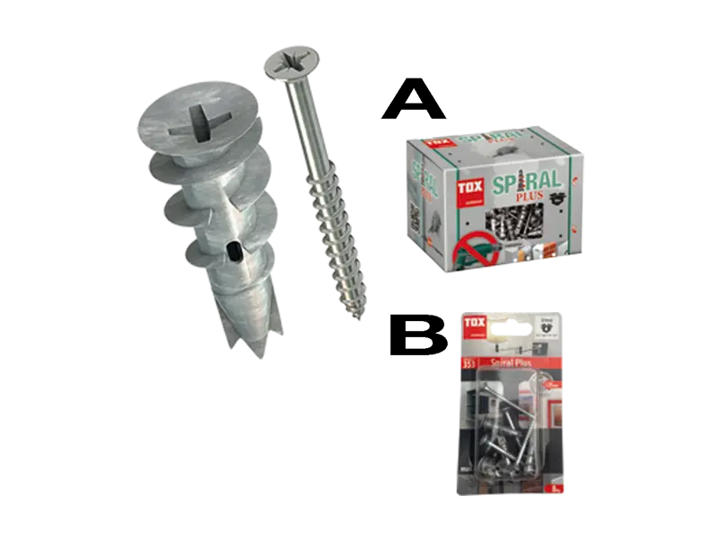 产品图片：TOX Spiral Plus 37-4 S - 石膏板膨胀螺栓 带沉头螺钉