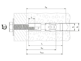Technical drawing with dimensions of Tecfi ABT01 - Wedge anchors with internal thread
