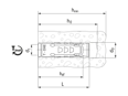 带尺寸的技术图：Tecfi DXE00 - 套筒锚栓 带内螺纹