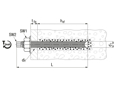 Technical drawing with dimensions of Threaded rod anchors with washers and nuts