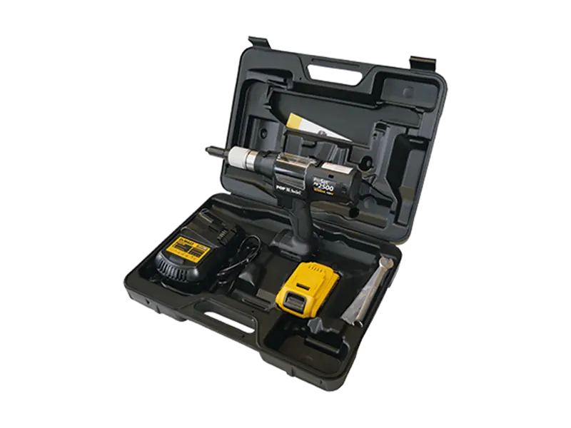 Product image of STANLEY® Assembly Technologies ProSet® PB2500-QW183 - Battery-Powered Blind Rivet Tool in plastic carry case fully equipped
