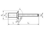 带尺寸的技术图：FASTEKS® FBR KCK...SSA2 - 抽芯铆钉 Closed End 沉头