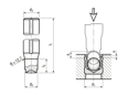 Technical drawing with dimensions of KOENIG EXPANDER® HT-MBM - Setting tool, mechanical for sealing plugs serie CV
