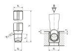 Technical drawing with dimensions of KOENIG EXPANDER® HT-MBM - Setting tool, mechanical for sealing plugs serie CV