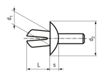 Technical drawing with dimensions of PLASTIKO - Expansion rivets
