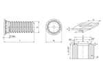 Technical drawing with dimensions of PEM® FH4 - Self-clinching threaded studs with UNF thread, for stainless steel and metallic materials