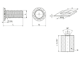 Technical drawing with dimensions of PEM® FHS - Self-clinching threaded studs with UNF thread, for metallic materials