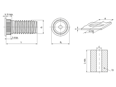 Technical drawing with dimensions of PEM® KFH - Self-clinching threaded studs with UNF thread, for PC boards and other plastics