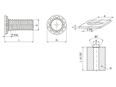 Technical drawing with dimensions of PEM® FHA - Self-clinching threaded studs with UNC thread, for metallic materials