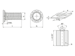 Technical drawing with dimensions of PEM® FHA - Self-clinching threaded studs with UNC thread, for metallic materials