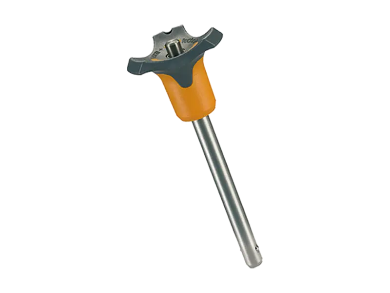 Product image of HALDER EH 22380. - Ball lock pins self-locking, with combination handle Handle: gray / orange