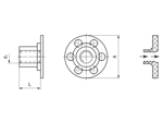 Technical drawing with dimensions of bigHead® SF2/S30 - Fastener with threaded collar round head Ø 30 mm sighted