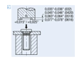 Assembly illustration for PEM® HFH - Self-clinching threaded studs with UNC thread, for metallic materials