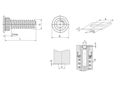 Technical drawing with dimensions of PEM® SGPC - Self-clinching threaded studs for metallic materials