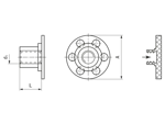 Technical drawing with dimensions of bigHead® SF2/B30 - Fastener with threaded collar round head Ø 30 mm blind