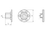 带尺寸的技术图：bigHead® F2/B30 - 与内螺纹套管压焊 圆形头 Ø 30 mm 盲孔型