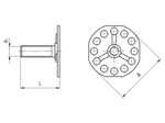 带尺寸的技术图：bigHead® SM1/B38A - 与螺柱压焊 圆的八角形头 Ø 38 mm