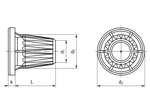 Technical drawing with dimensions of MM WELDING® LiteWWeight® Pin Sniper - Fastener for ultrasonic welding for positioning in pre-moulded holes in sandwich structures
