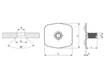 带尺寸的技术图：MM WELDING® InWWerse® Fastener Standard - 用于超声波焊接的紧固件 带螺纹柱用于薄型热塑性板材