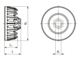 带尺寸的技术图：MM WELDING® LiteWWeight® zEPP Metric - 超声波焊接紧固件 带金属螺纹嵌件用于EPP螺钉连接