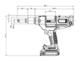 带尺寸的技术图：STANLEY® Assembly Technologies PB2500S-QW1832 - 电池驱动铆接工具 带过程监控系统