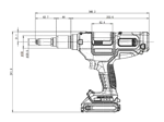 带尺寸的技术图：STANLEY® Assembly Technologies PB2500S-QW1832