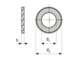 Technical drawing with dimensions of NORD-LOCK® NLss/NLspss - Wedge lock washers adhered in pairs
