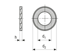 Technical drawing with dimensions of NORD-LOCK® NLss/NLspss - Wedge lock washers adhered in pairs