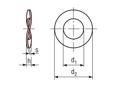 Technical drawing with dimensions of ONDUFLEX B - Waved spring washers