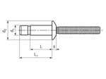 Technical drawing with dimensions of Huck® Magna-Lok® MGLP-R - Blind rivets high strength dome head