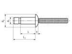 Technical drawing with dimensions of Huck® Magna-Lok® MGLP-B - Blind rivets high strength dome head