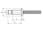 带尺寸的技术图：Huck® Magna-Lok® MGLP-U - 抽芯铆钉 高强度 圓頂頭